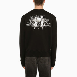 AMIRI Men's Black Crewneck Sweatshirt with Logo Print