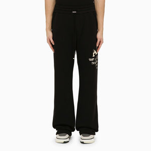 AMIRI Black Cotton Jogging Trousers for Men with Side Logo Print and Leather Label