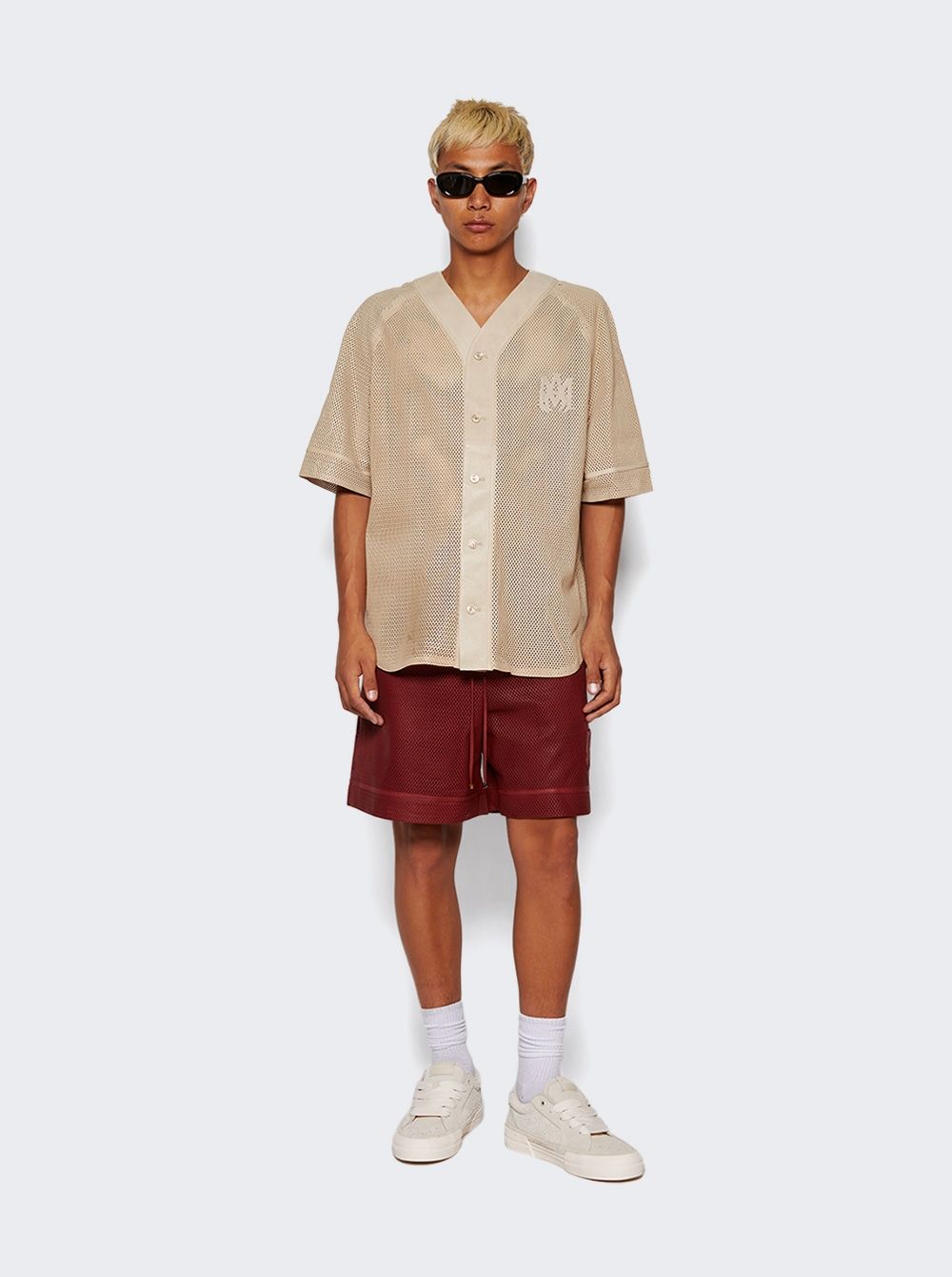 AMIRI Perforated Leather Baseball Shirt