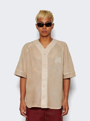 AMIRI Perforated Leather Baseball Shirt