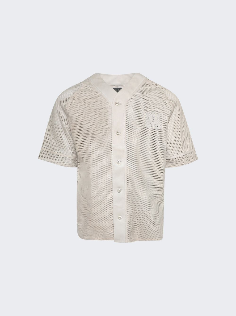 AMIRI Perforated Leather Baseball Shirt