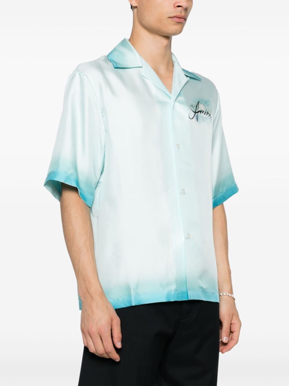 AMIRI Cerulean Resort Club Silk Bowling Shirt