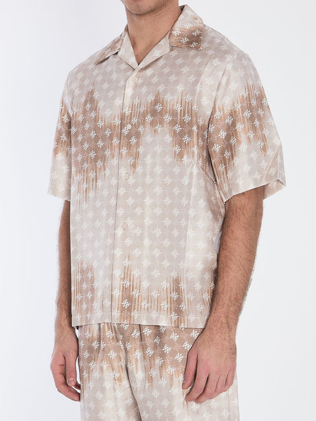 AMIRI Men's Silk Monogram Button-Up Short Sleeve Shirt (Size L)