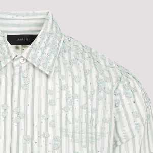 男士绿色花卉条纹衬衫-SS24系列