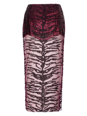 PINKO Mid-Length Sequin Animal Print Skirt