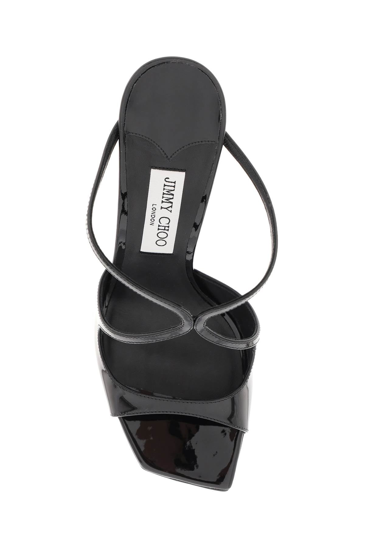 黑色阿尼斯95扁平型女士专利皮凉鞋
