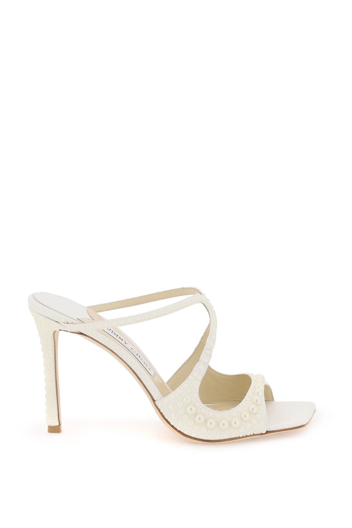 JIMMY CHOO Elegant White Pearl Flat Sandals for Women - SS24 Collection
