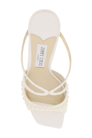 JIMMY CHOO Elegant White Pearl Flat Sandals for Women - SS24 Collection