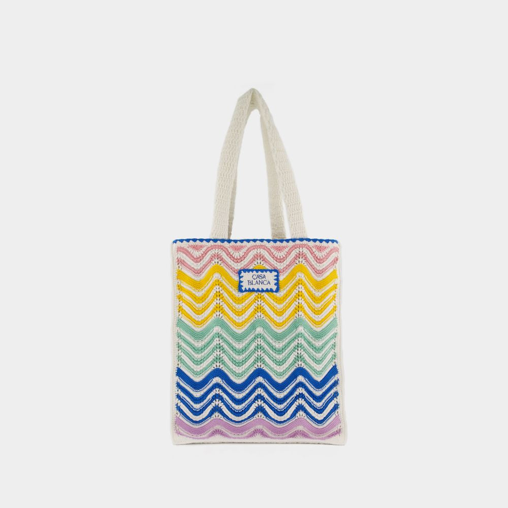 CASABLANCA Multicolor Wave Crochet Tote