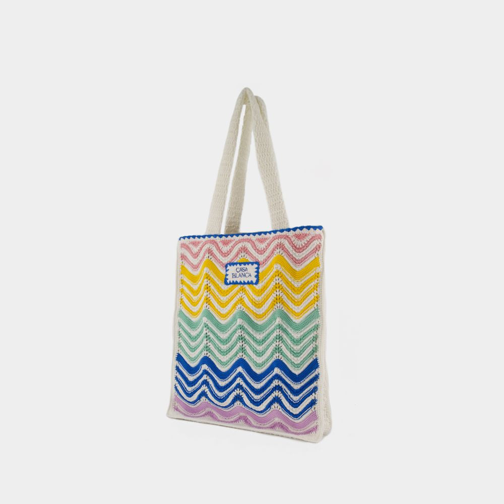 CASABLANCA Multicolor Wave Crochet Tote