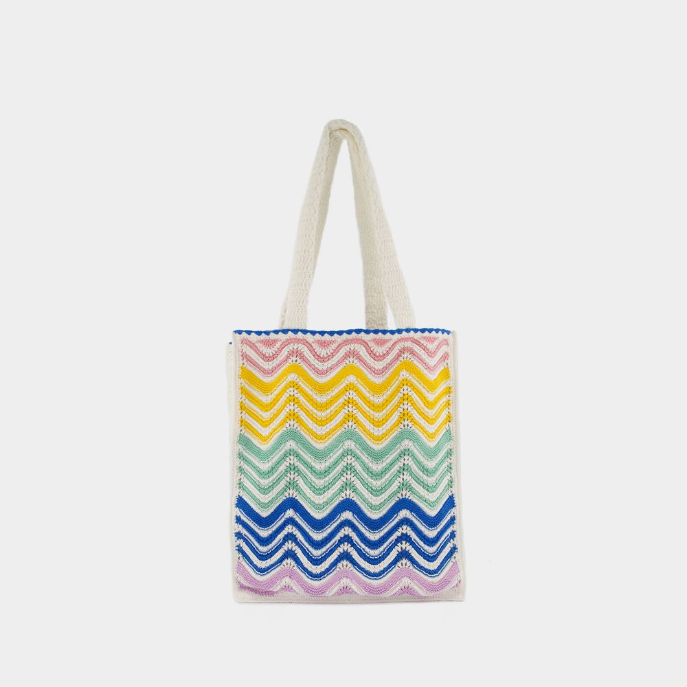 CASABLANCA Multicolor Wave Crochet Tote