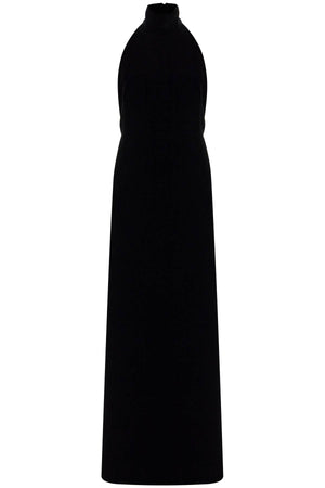 MAX MARA PIANOFORTE Fluid Long Velvet Dress with Open Back and Jewel Chain - Size IT 38