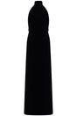 MAX MARA PIANOFORTE Fluid Long Velvet Dress with Open Back and Jewel Chain - Size IT 38