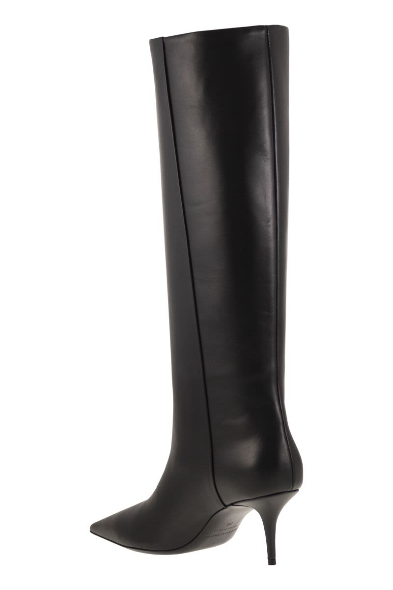 FABIANA FILIPPI Elegant Pointed Toe Leather Boot with 2.8-inch Heel