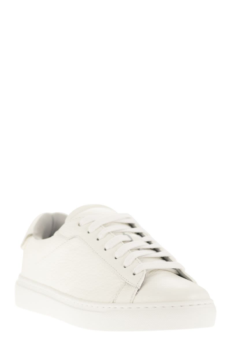 FABIANA FILIPPI White Grained Leather Sneakers with Shiny Back Detail for Women