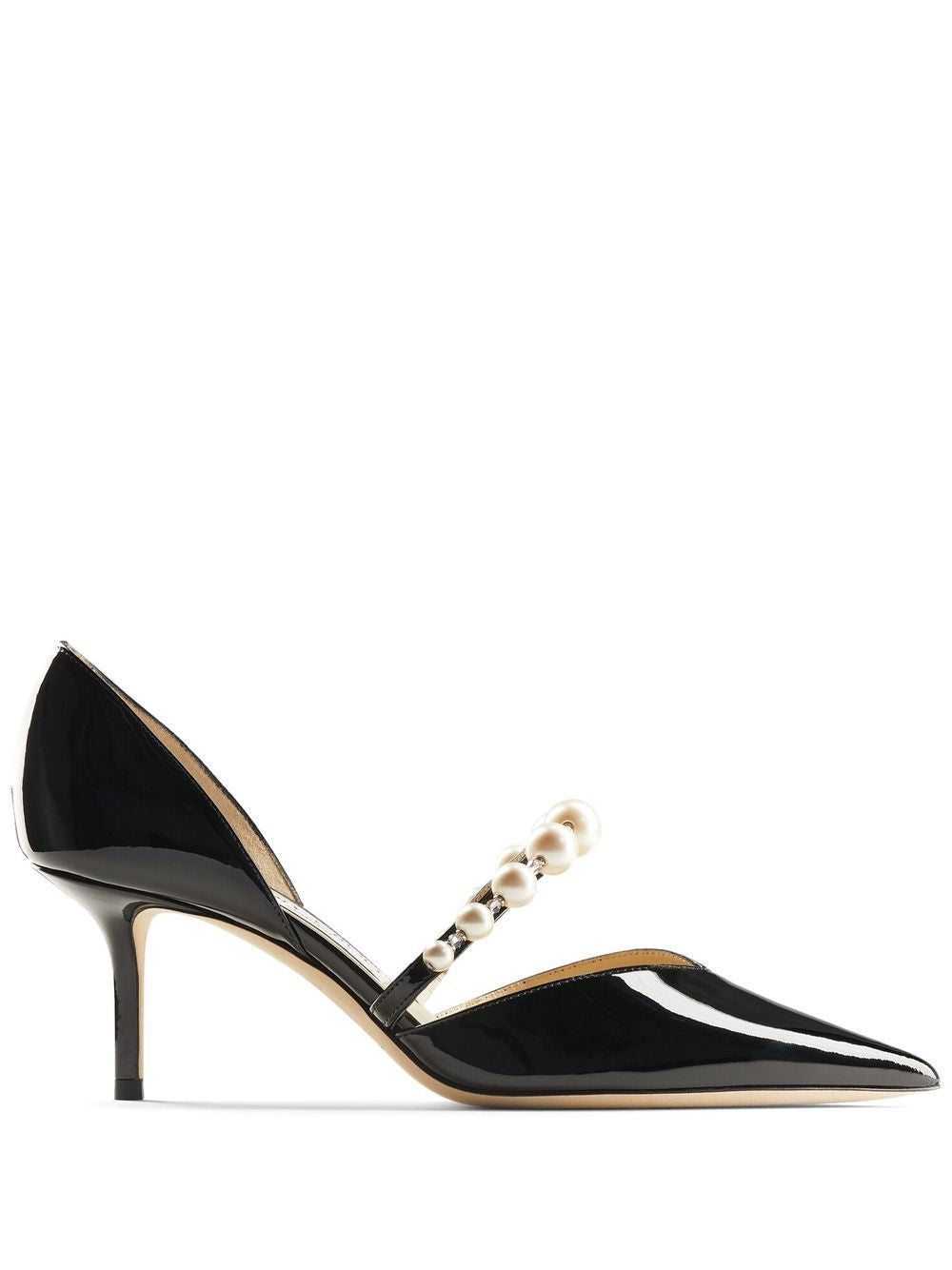 JIMMY CHOO Aurelie 65 Patent Leather Pumps with Faux-Pearl Accents