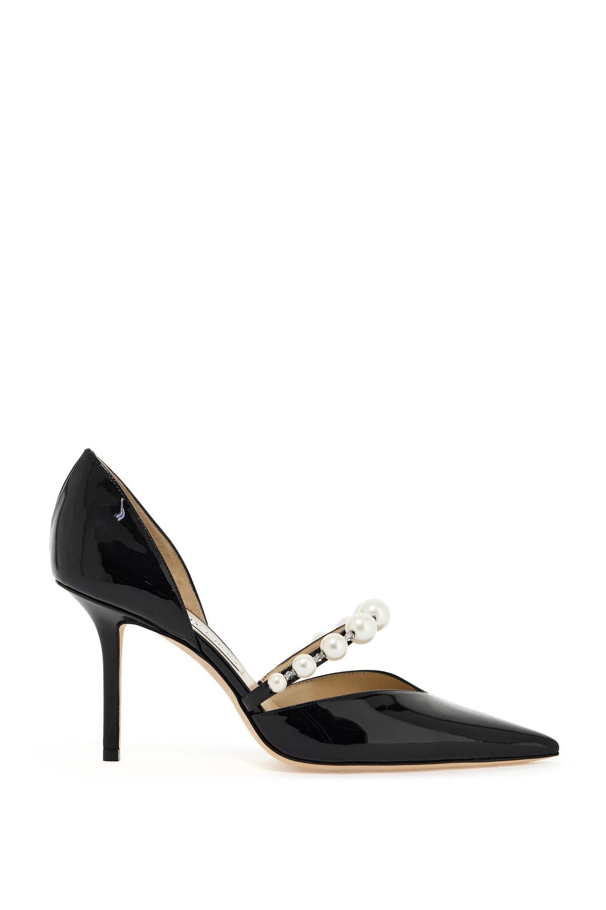 JIMMY CHOO Elegant 85MM Patent Leather Pumps with Pearls