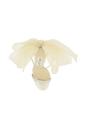 Glamorous 100 Sandals with Tulle Bow and Rhinestone Accents