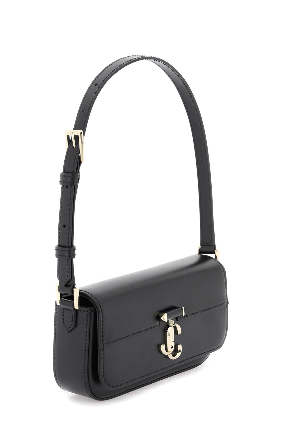 JIMMY CHOO Mini Avenue Leather Shoulder Bag with Gold-Tone Monogram