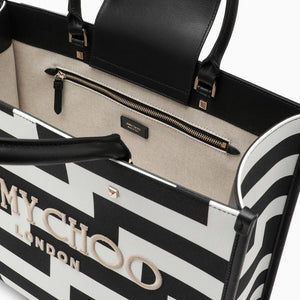 JIMMY CHOO Black and White Printed Canvas Tote Handbag for Women from SS24 Collection