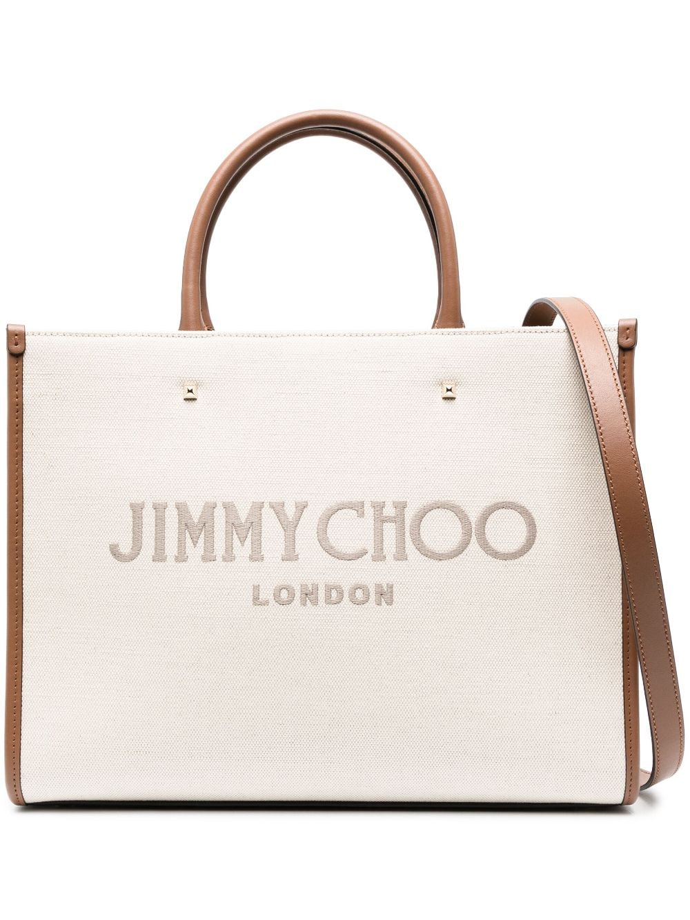 JIMMY CHOO Medium Beige Tote Handbag for Women, Featuring Recycled Materials and Leather, SS24 Collection