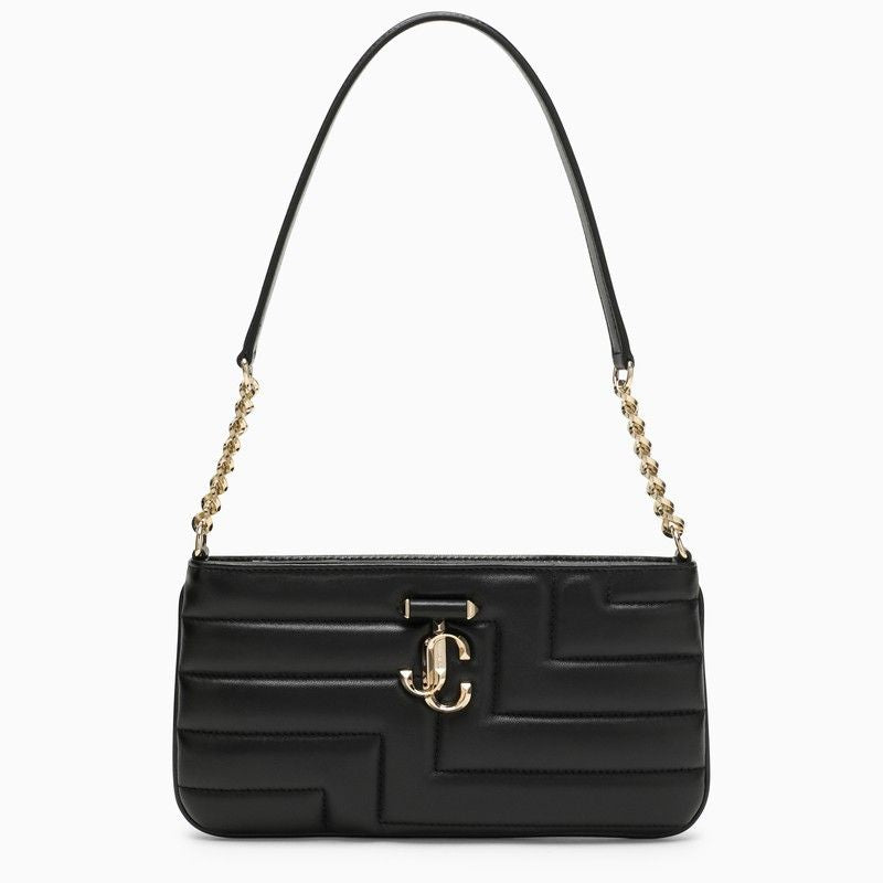 JIMMY CHOO Luxurious Black Leather Envelope Shoulder Bag for Women