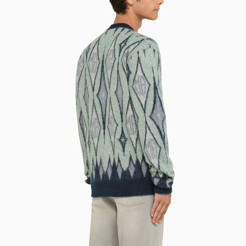 AMIRI Blue Argyle Cardigan for Men - FW23 Collection