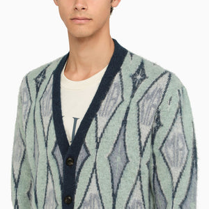 AMIRI Blue Argyle Cardigan for Men - FW23 Collection