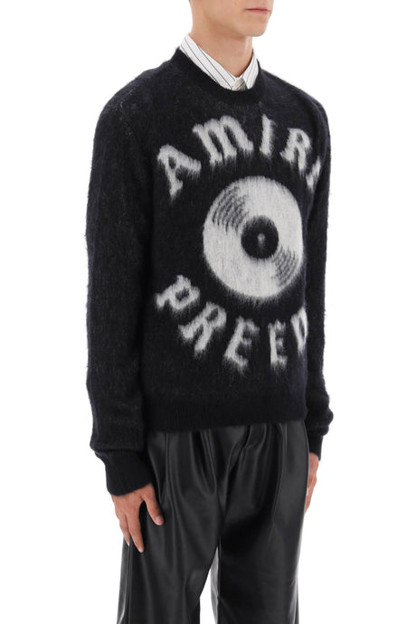 AMIRI Luxurious Black Mohair and Alpaca Blend Sweater with Preemo Motif