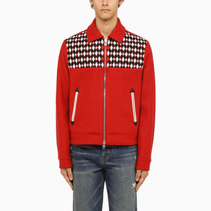AMIRI Men's Red Wool Jacket with Diamond Pattern