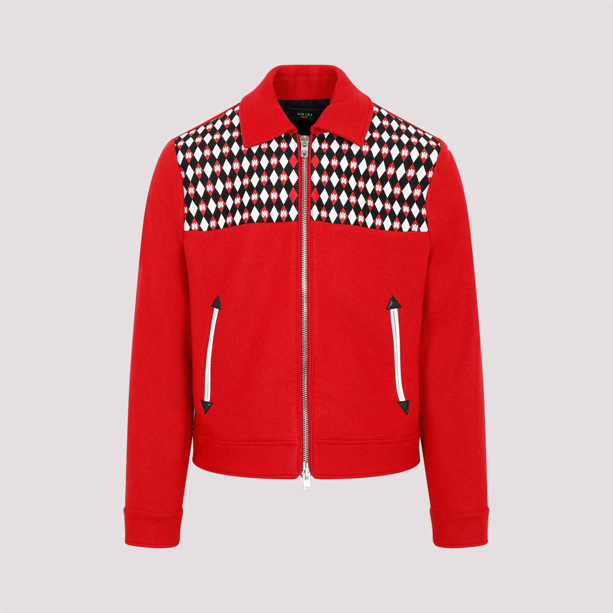 AMIRI Embroidered Wool Blouson Jacket for Men in Red - Fall/Winter 2023 Collection