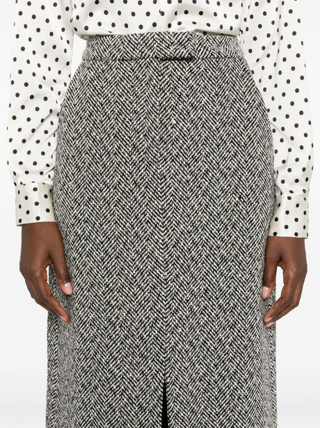 SELF-PORTRAIT Herringbone Midi Skirt