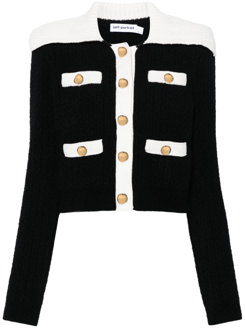 SELF-PORTRAIT Oversized Contrast-Trim Cardigan