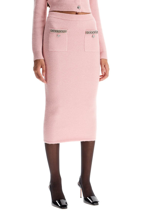 SELF-PORTRAIT Embellished Knit Midi Skirt for Women - Fall/Winter 2024