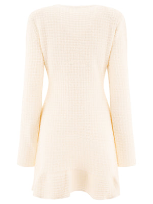 SELF-PORTRAIT Chic Long Sleeve Knit Mini Dress with Detailed Button Accents