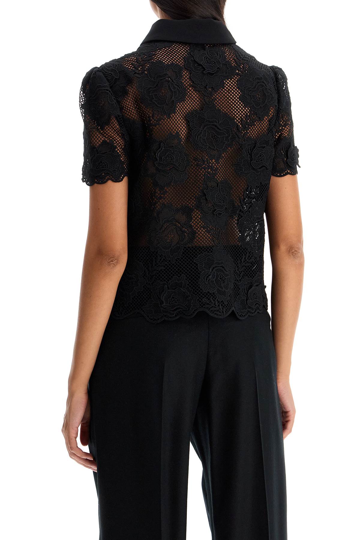 SELF-PORTRAIT Elegant Lace Top with Golden Buttons