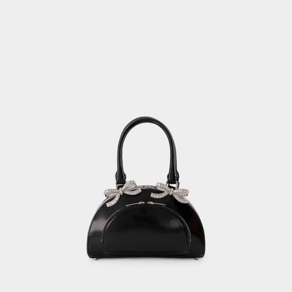 SELF-PORTRAIT Chic Curved Mini Leather Handbag