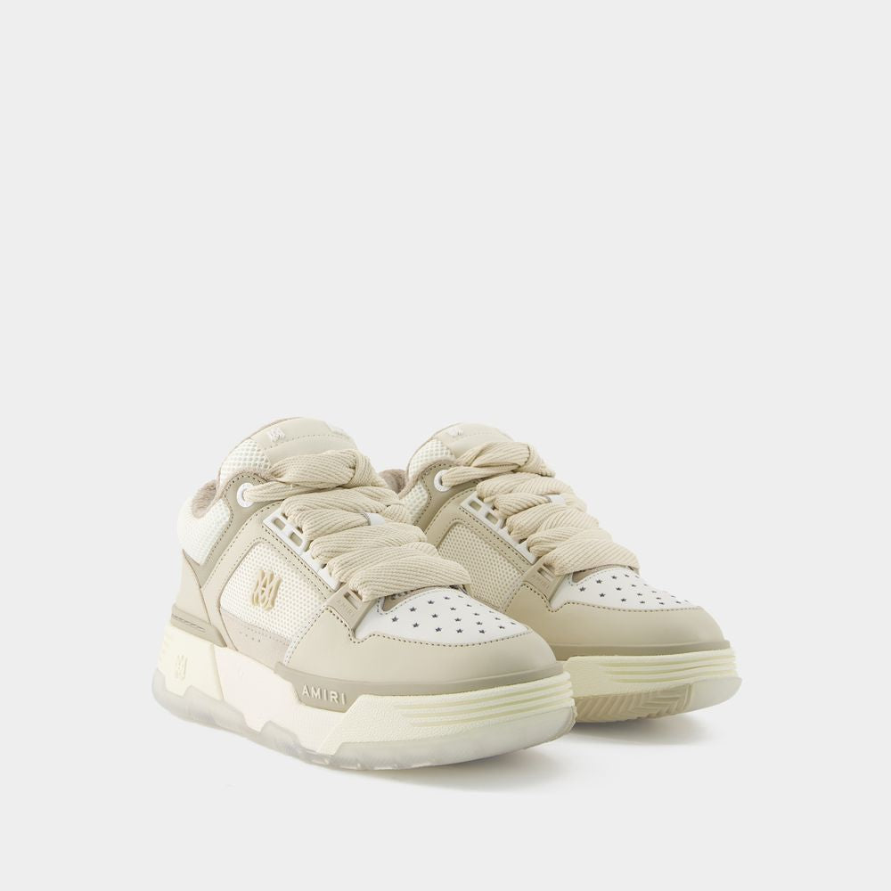 AMIRI Luxury Beige Mixed-Material Sneakers