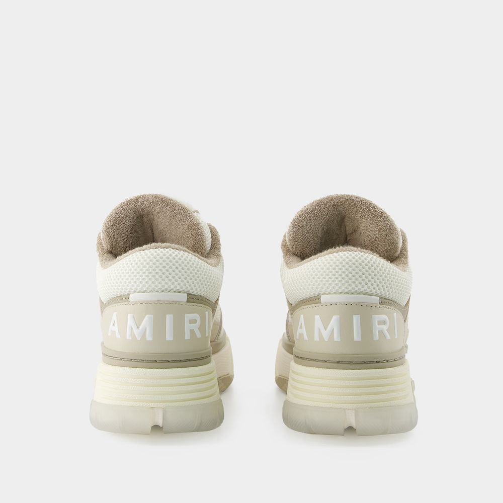 AMIRI Luxury Beige Mixed-Material Sneakers