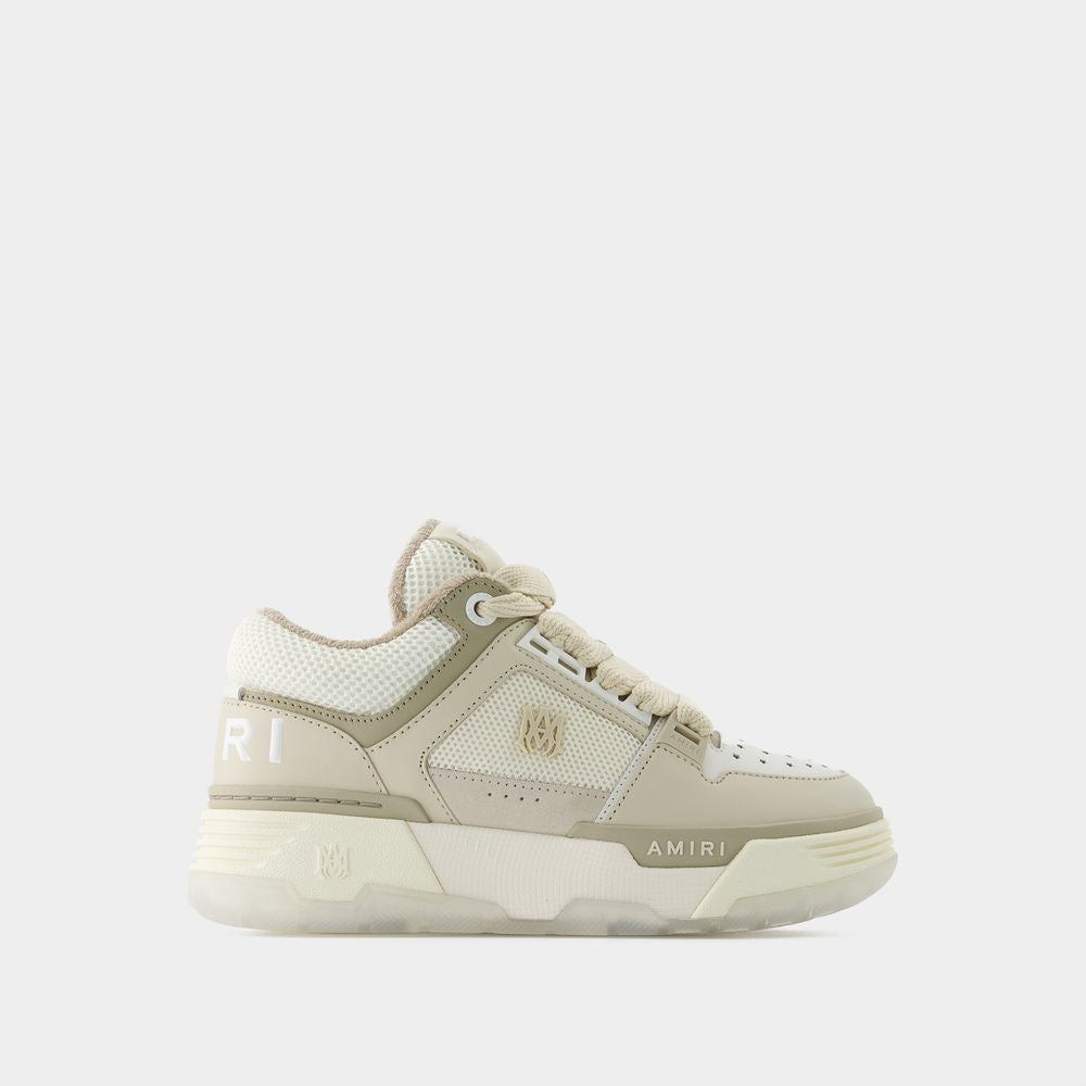 AMIRI Luxury Beige Mixed-Material Sneakers