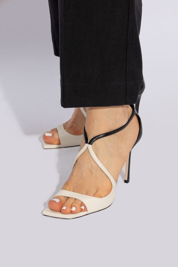 Sandal Da Ghép - Màu Đen và Trắng - Gót Nhọn 9.5cm