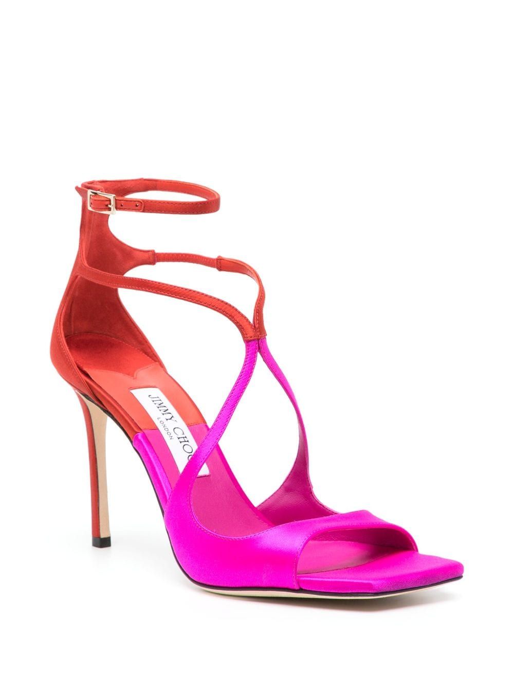 Giày Jimmy Choo Azia màu tím Fuchsia cho nữ - Giày Sandal 95MM cho mùa xuân và hè 2024