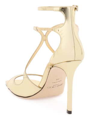 Contoured Straps and Stiletto Heel Metallic Sandals