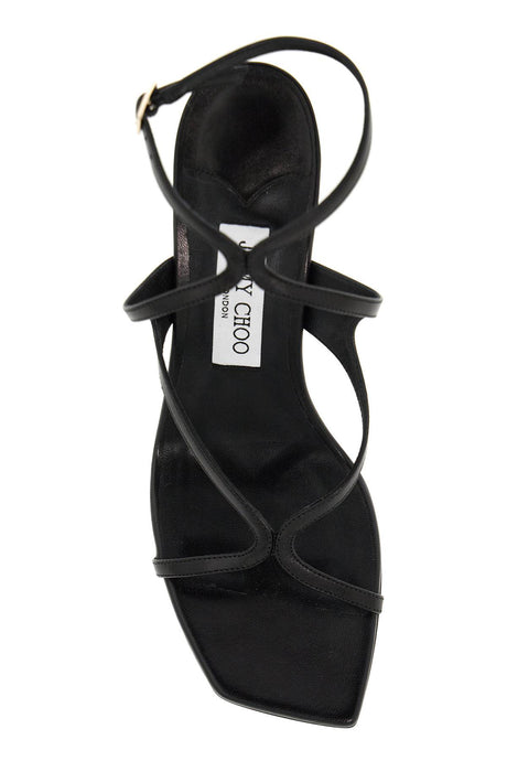 JIMMY CHOO Sophisticated Step: Black Nappa Leather Sandals for Women