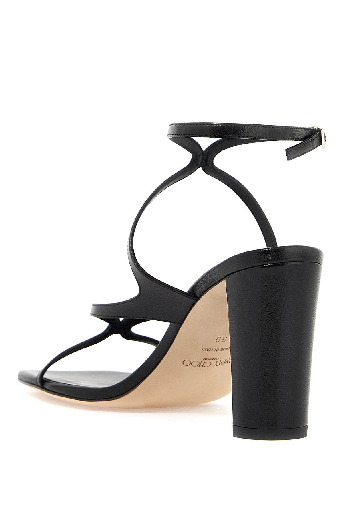 JIMMY CHOO Sophisticated Step: Black Nappa Leather Sandals for Women