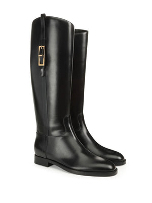 SERGIO ROSSI Glossy Leather Knee-High Boots