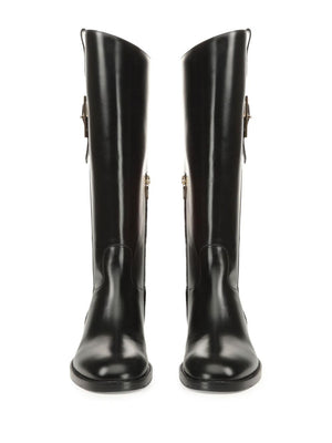 SERGIO ROSSI Glossy Leather Knee-High Boots