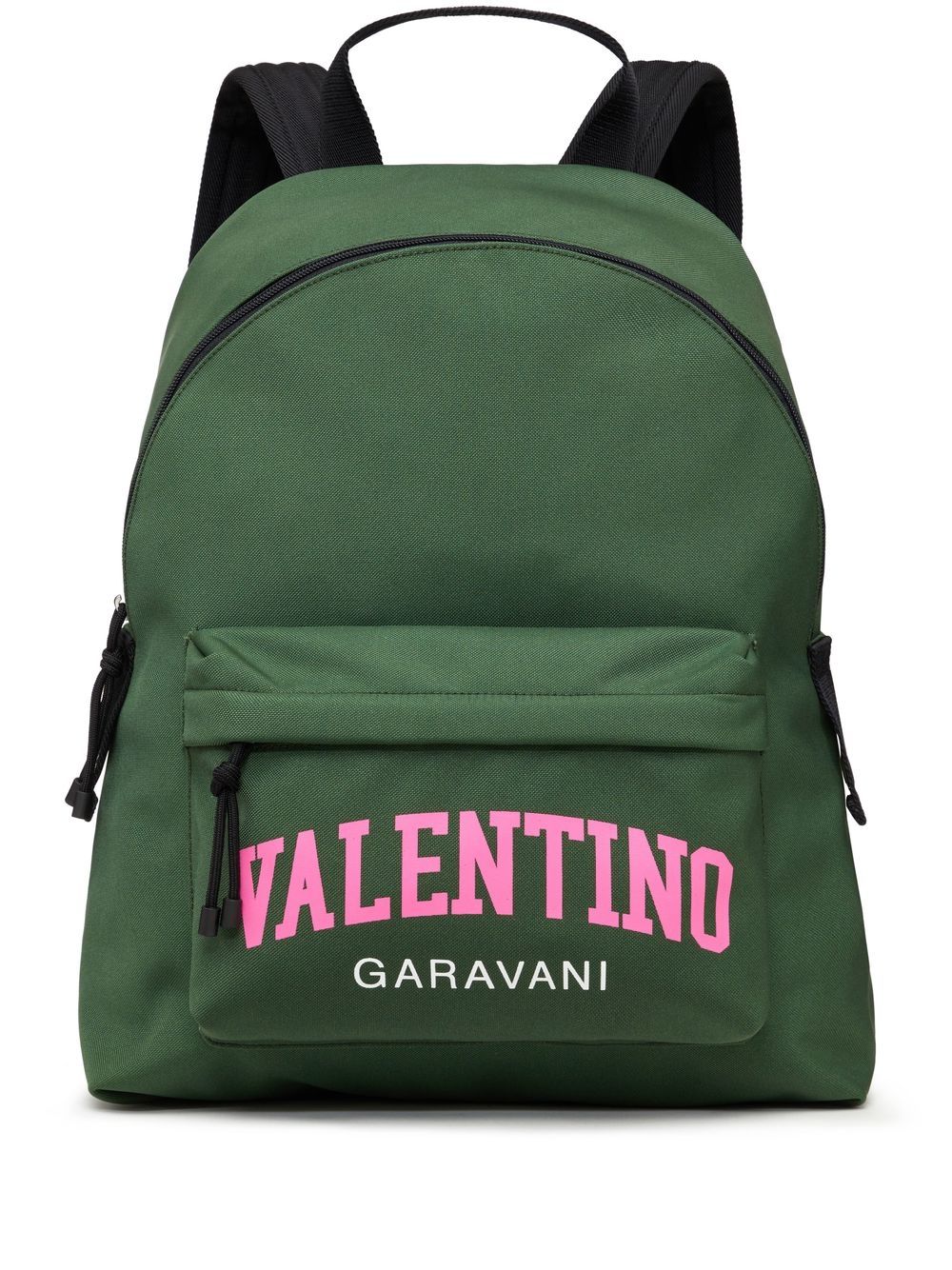 VALENTINO GARAVANI Dark Green Logo-Print Raffia Backpack for Men