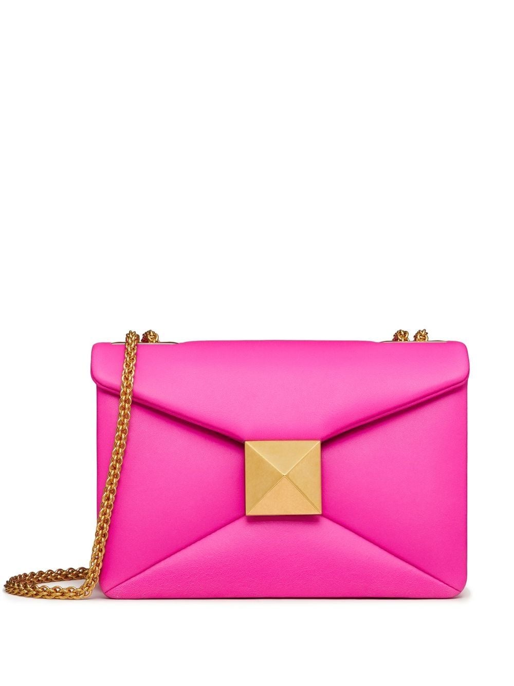 VALENTINO GARAVANI Oversized Pink Lambskin Shoulder Bag with Studded Detail