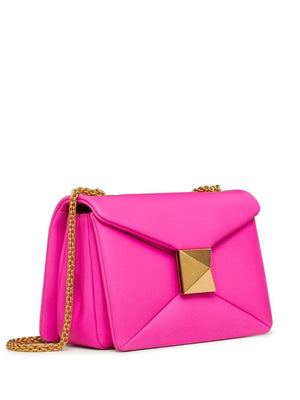 VALENTINO GARAVANI Oversized Pink Lambskin Shoulder Bag with Studded Detail